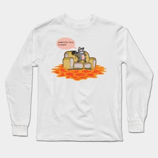 Never Grow Up Shirt Floor Is Lava T Shirt Funny Cat Comic Long Sleeve T-Shirt